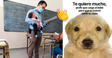 Maestro carga al bebé de su alumna para que tome clase; la imagen se hace viral