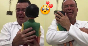 Hijo cumple un sueño de la infancia a su papá y le regala un Pinocho que siempre quiso