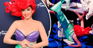 Katy Perry se cae durante la transmisión de American Idol; ¡toda vestida de la sirenita!