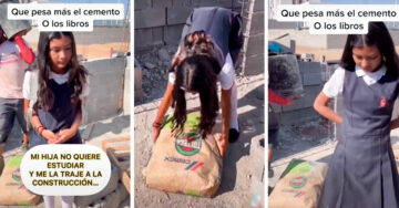 Quería dejar la escuela para hacer tiktoks; su papá la puso a trabajar como albañil