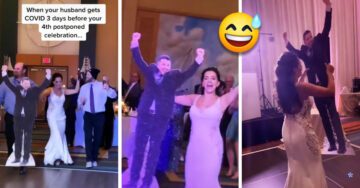 Novia baila en su boda con una figura de cartón porque el novio no pudo llegar