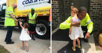 Esta pequeñita es fan de los recolectores de basura y todos los días sale a saludarlos