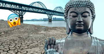 La sequía en China deja al descubierto 3 estatuas budistas de 600 años de antigüedad