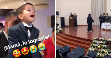 ¡Mamá, lo lograste!’ Niño reacciona al ver a su mamá graduarse; es lo más tierno