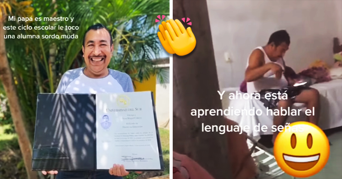 Profesor aprende lengua de señas para atender a su nueva alumna