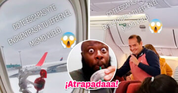 ¡Atrapada! Se escapa del trabajo y se encuentra a su jefe en el mismo avión