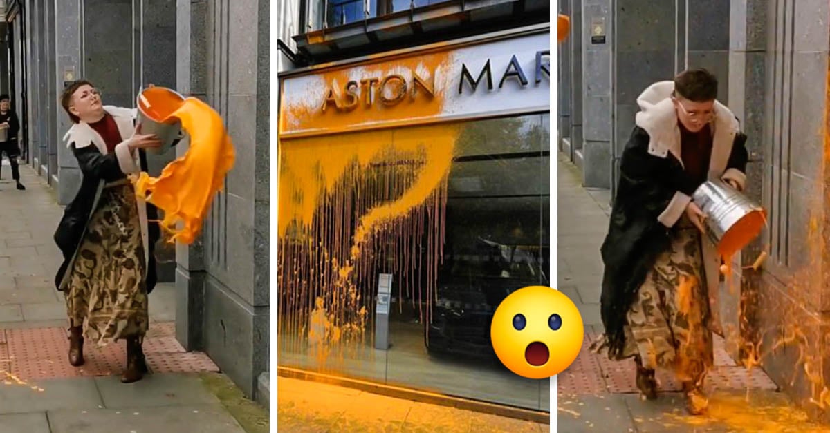 Environmentalist Throws Paint At The Offices Of The Shell Oil Company   COVER Pintura 