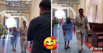 Nieto camina al altar acompañado de su abuelita y conmueve a Internet