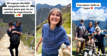 Hijo carga a su madre invidente durante un viaje a Machu Picchu y estamos llorando