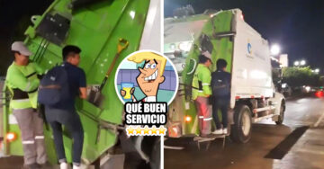 No encontró taxi para ir a casa pero los recolectores de basura le dieron la solución