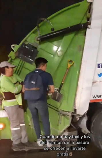 Joven asegura utilizó un camión de basura para transportarse