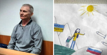 Condenan a prisión al padre de una niña que hizo un dibujo antiguerra en Rusia